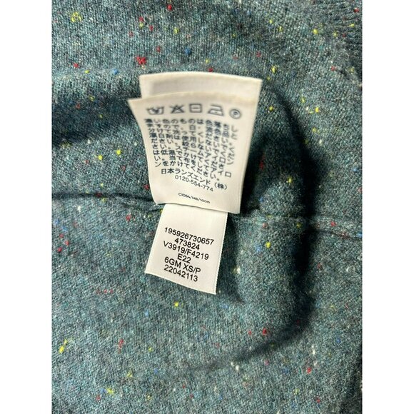 Lands End XS Green Speckled 100% Cashmere Button-Up Cardigan Sweater - Picture 5 of 11